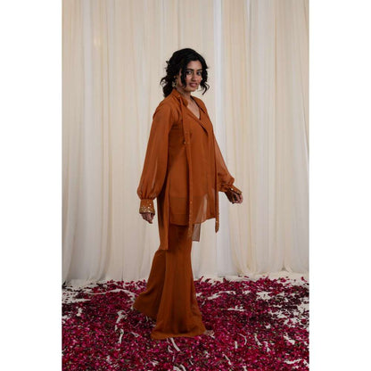 RIRASA Mustard Embroidered Co-Ord (Set of 3)