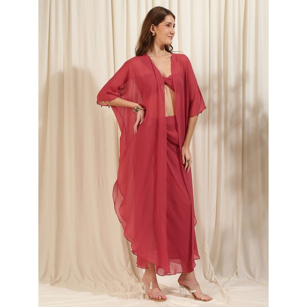 RIRASA Red Embellished/Sequined Co-Ord (Set of 3)