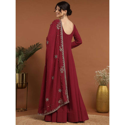 RIRASA Anaya Georgette Maroon Anarkali with Dupatta (Set of 2)