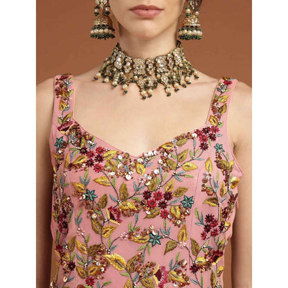 RIRASA Sakshi Georgette Pastel Pink Kurta with Sharara and Dupatta (Set of 3)