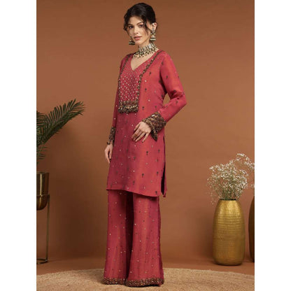 RIRASA Shareshhtha Tissue Coral Kurta with Pant (Set of 2)