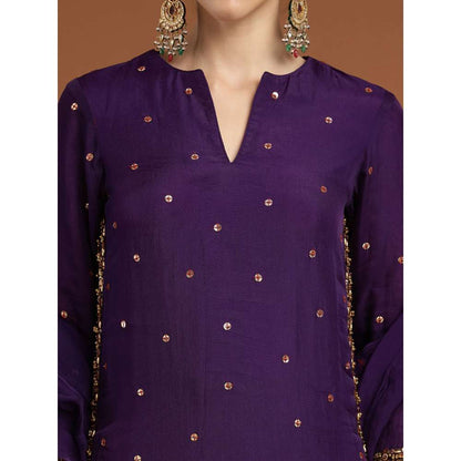 RIRASA Akshara Organza Purple Kurta with Pant (Set of 2)