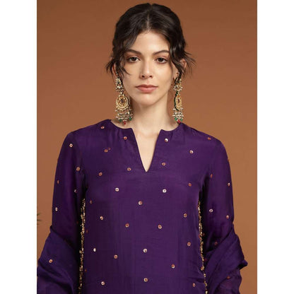 RIRASA Akshara Organza Purple Kurta with Pant (Set of 2)