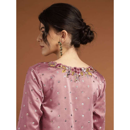 RIRASA Jayantah Satin Pastel Pink Kurta with Pants (Set of 2)