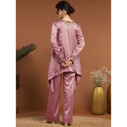 RIRASA Jayantah Satin Pastel Pink Kurta with Pants (Set of 2)