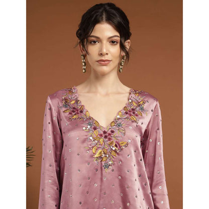 RIRASA Jayantah Satin Pastel Pink Kurta with Pants (Set of 2)