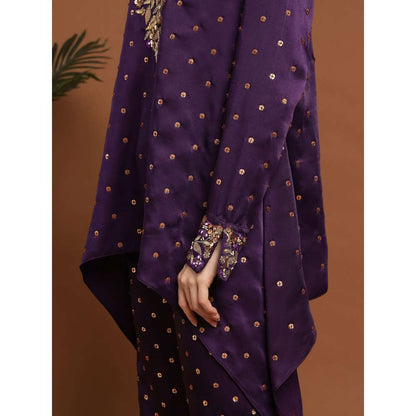 RIRASA Ajayan Satin Purple Kurta with Pants (Set of 2)