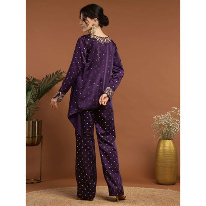 RIRASA Ajayan Satin Purple Kurta with Pants (Set of 2)