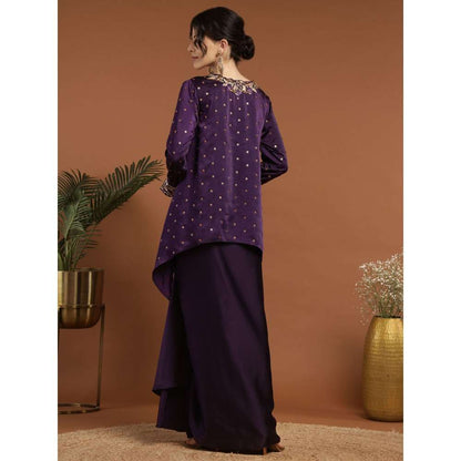 RIRASA Anant Satin Purple Kurta with Drape Skirt (Set of 2)