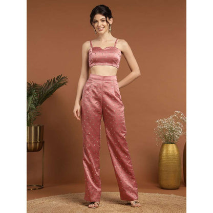 RIRASA Sarujana Satin Pink Bustier with Pants and Jacket (Set of 3)