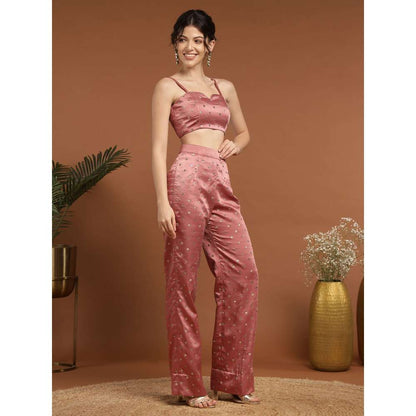 RIRASA Sarujana Satin Pink Bustier with Pants and Jacket (Set of 3)