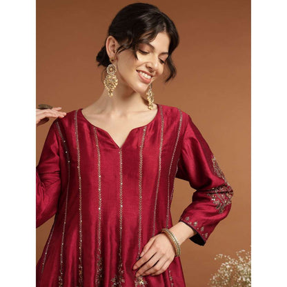 RIRASA Shyama Sundara Silk Blend Red Kurta with Pants (Set of 2)