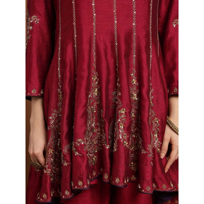 RIRASA Shyama Sundara Silk Blend Red Kurta with Pants (Set of 2)