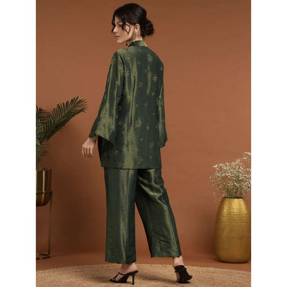 RIRASA Adbhuta Tissue Green Bustier with Pants and Jacket (Set of 3)