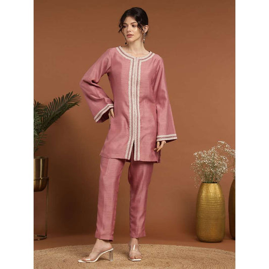 RIRASA Sanatana Silk Pink Kurta with Pants (Set of 2)