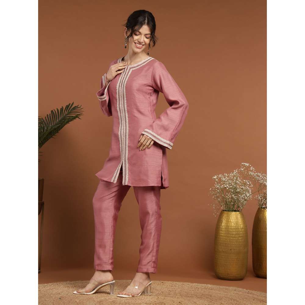 RIRASA Sanatana Silk Pink Kurta with Pants (Set of 2)