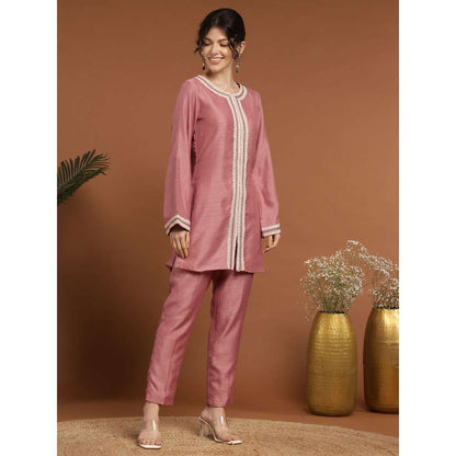RIRASA Sanatana Silk Pink Kurta with Pants (Set of 2)