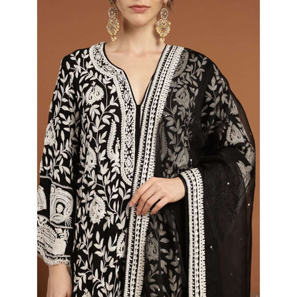 RIRASA Vrisha Georgette Black Kurta with Pant and Dupatta (Set of 3)