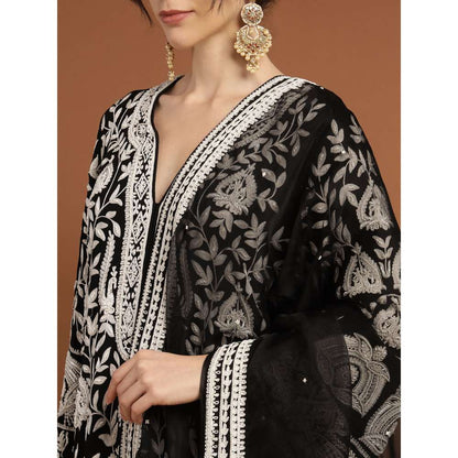 RIRASA Vrisha Georgette Black Kurta with Pant and Dupatta (Set of 3)