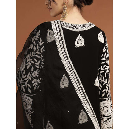 RIRASA Vrisha Georgette Black Kurta with Pant and Dupatta (Set of 3)