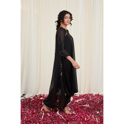 RIRASA Utsanga Black Georgette Hand Embroidered Dress