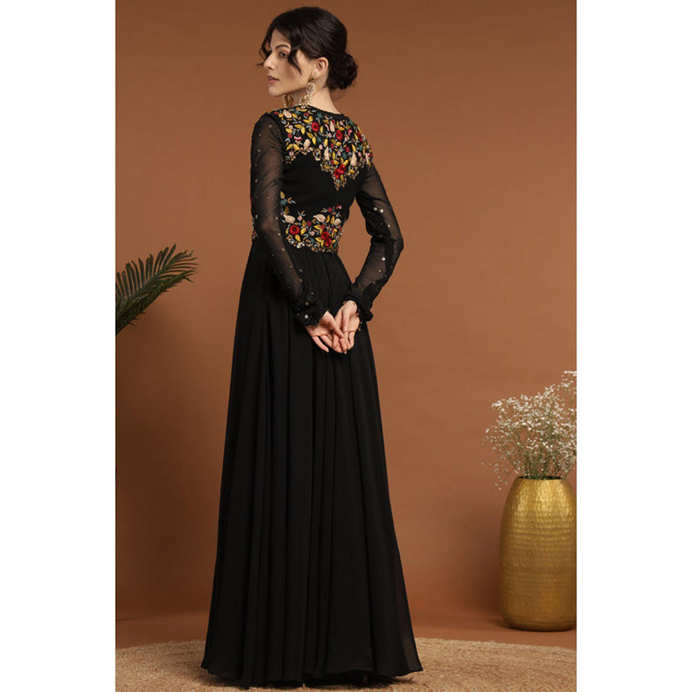 RIRASA Mayura Black Anarkali Dress With Jacket