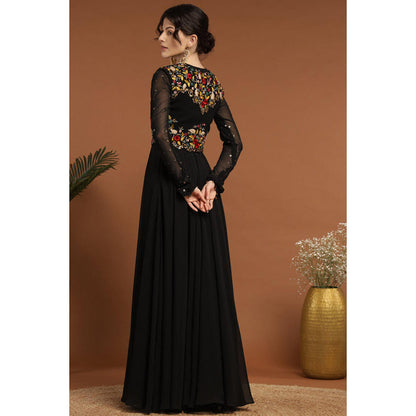 RIRASA Mayura Black Anarkali Dress With Jacket