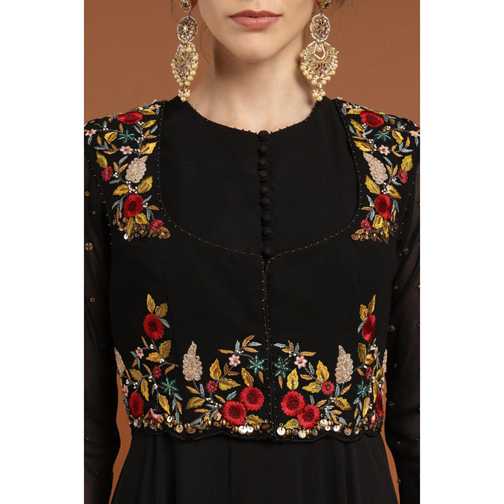 RIRASA Mayura Black Anarkali Dress With Jacket