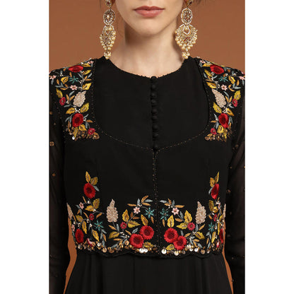 RIRASA Mayura Black Anarkali Dress With Jacket
