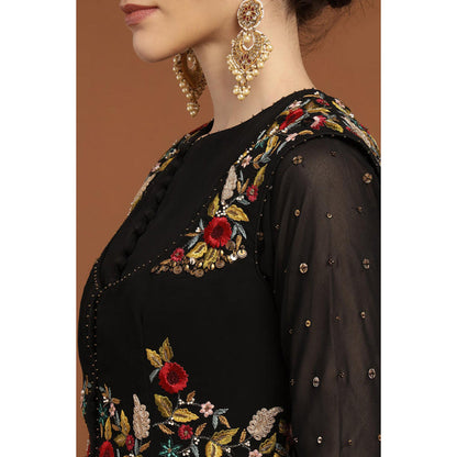 RIRASA Mayura Black Anarkali Dress With Jacket
