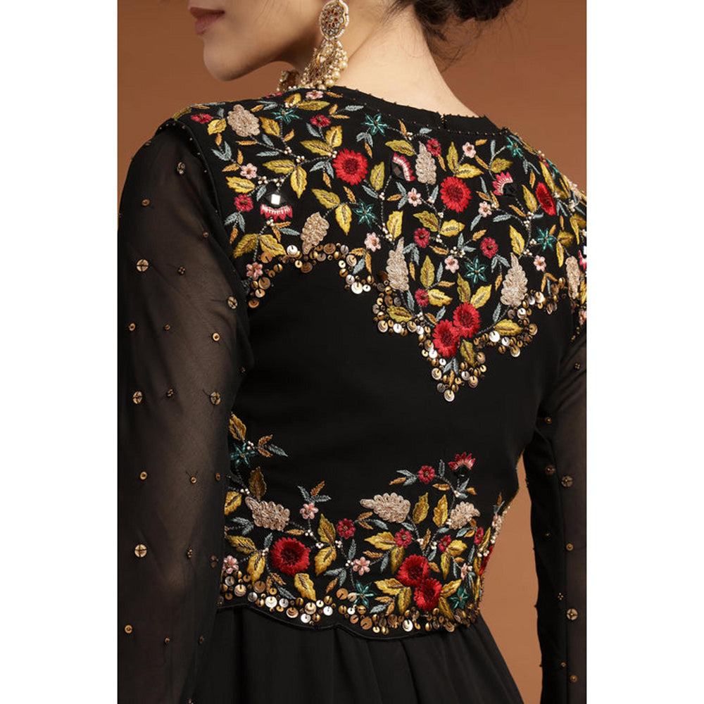 RIRASA Mayura Black Anarkali Dress With Jacket