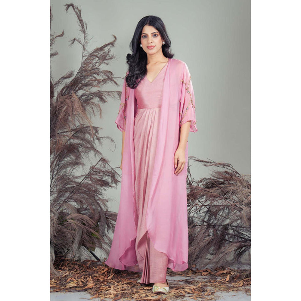 RIRASA Swar Pink Dress With Cape