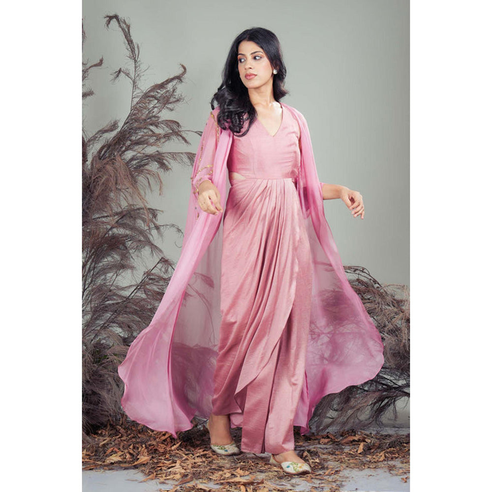 RIRASA Swar Pink Dress With Cape