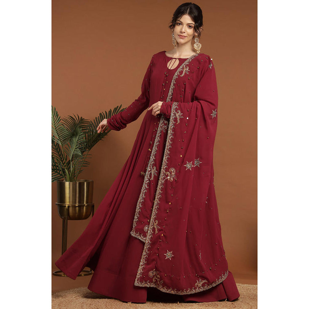 RIRASA Anaya Maroon Anarkali With Dupatta
