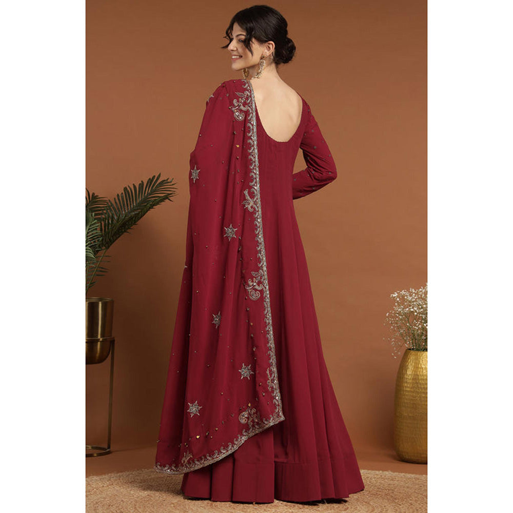 RIRASA Anaya Maroon Anarkali With Dupatta
