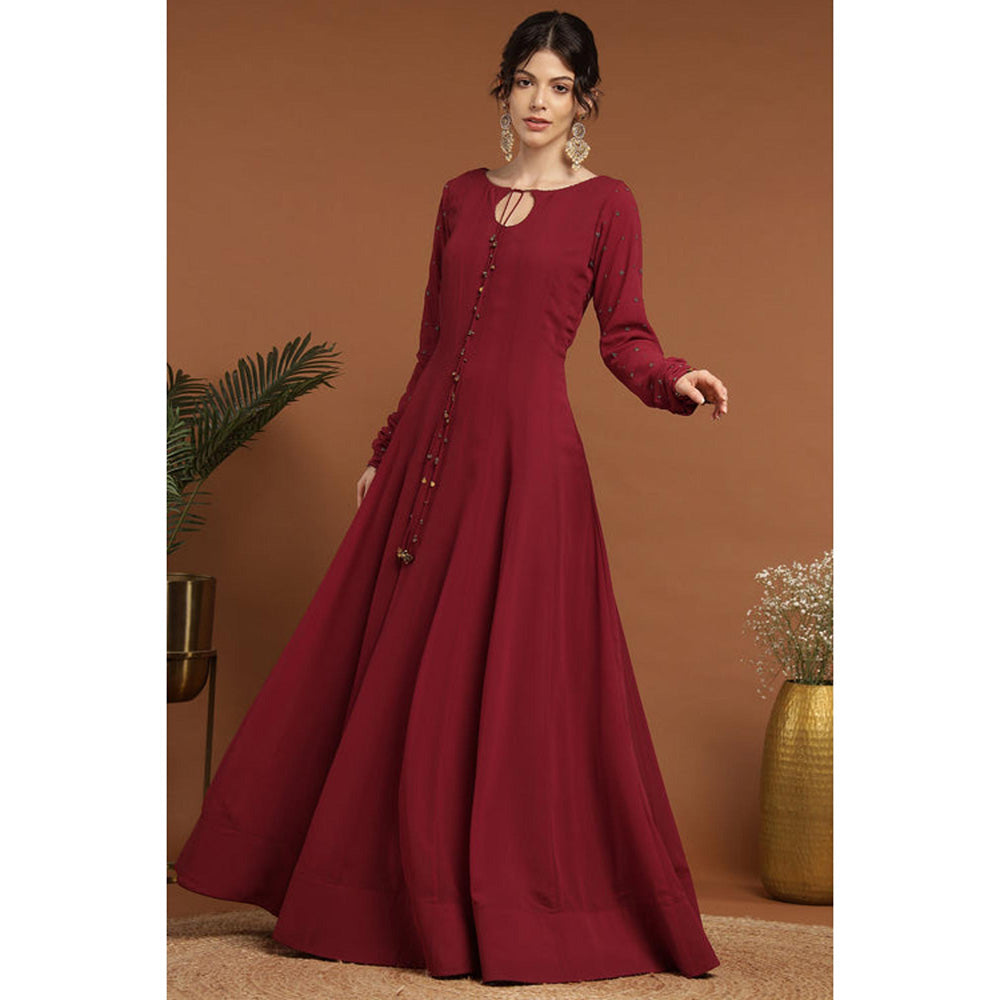 RIRASA Anaya Maroon Anarkali With Dupatta