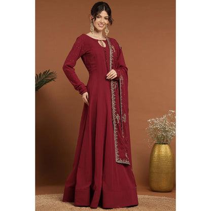 RIRASA Anaya Maroon Anarkali With Dupatta