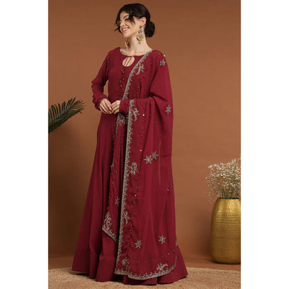 RIRASA Anaya Maroon Anarkali With Dupatta