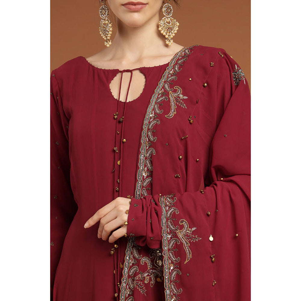 RIRASA Anaya Maroon Anarkali With Dupatta