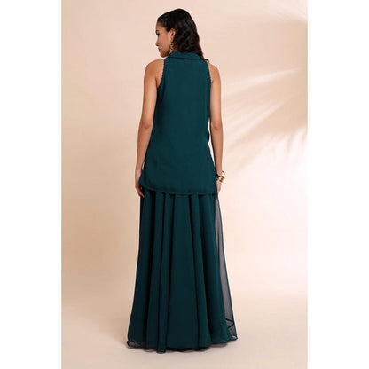 RIRASA Padma Teal Kurta With Sharara And Dupatta