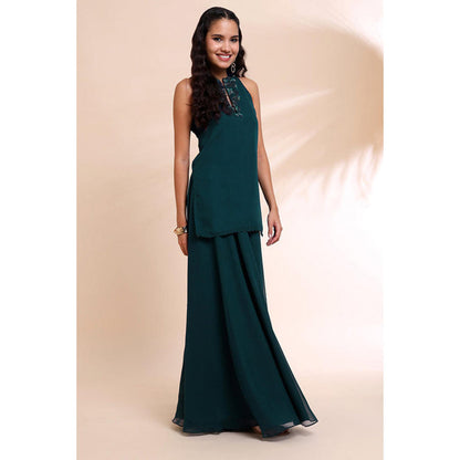 RIRASA Padma Teal Kurta With Sharara And Dupatta