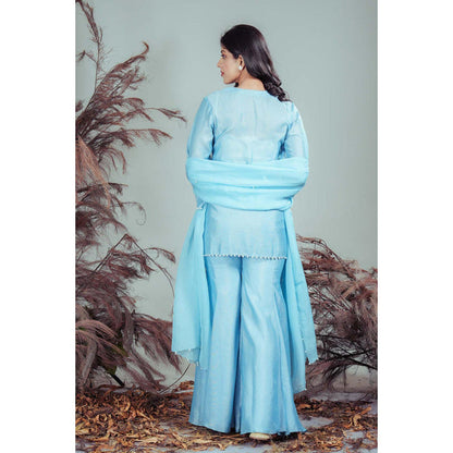 RIRASA Charita Blue Kurta With Sharara And Dupatta