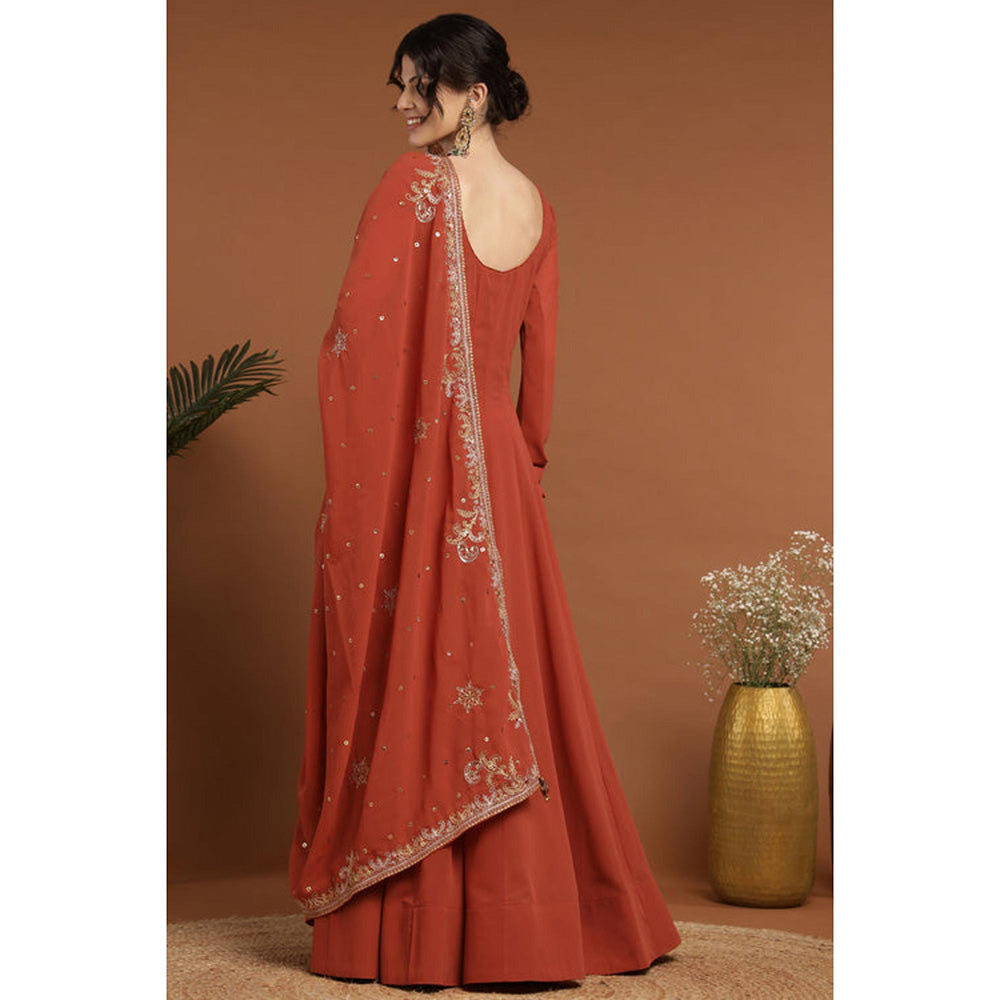 RIRASA Achala Red Anarkali Kurta With Pant And Dupatta