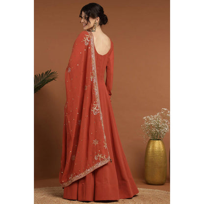RIRASA Achala Red Anarkali Kurta With Pant And Dupatta