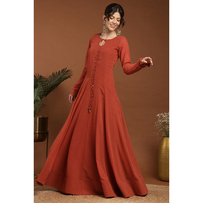 RIRASA Achala Red Anarkali Kurta With Pant And Dupatta