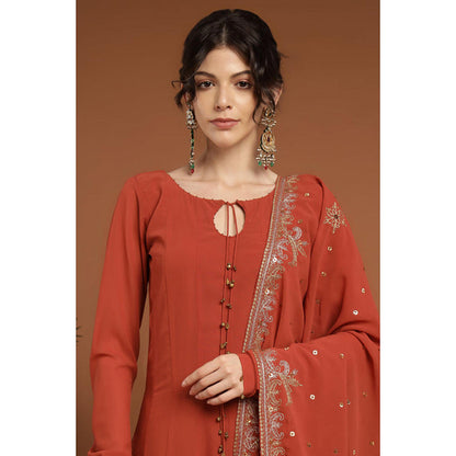 RIRASA Achala Red Anarkali Kurta With Pant And Dupatta
