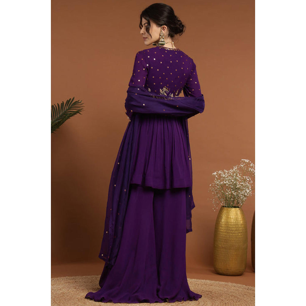 RIRASA Nirguna Purple Kurta With Sharara And Dupatta