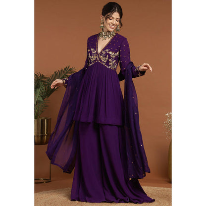 RIRASA Nirguna Purple Kurta With Sharara And Dupatta