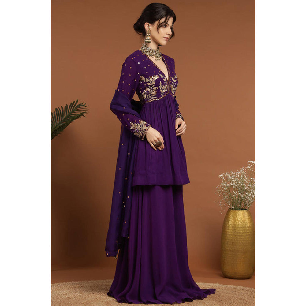 RIRASA Nirguna Purple Kurta With Sharara And Dupatta