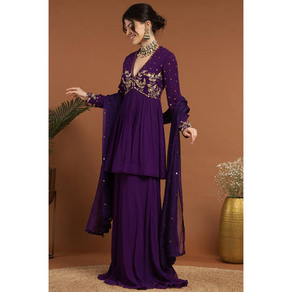 RIRASA Nirguna Purple Kurta With Sharara And Dupatta